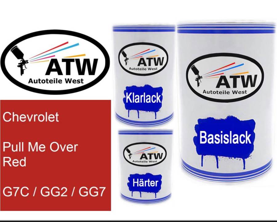 Chevrolet, Pull Me Over Red, G7C / GG2 / GG7: 500ml Lackdose + 500ml Klarlack + 250ml Härter - Set, von ATW Autoteile West.